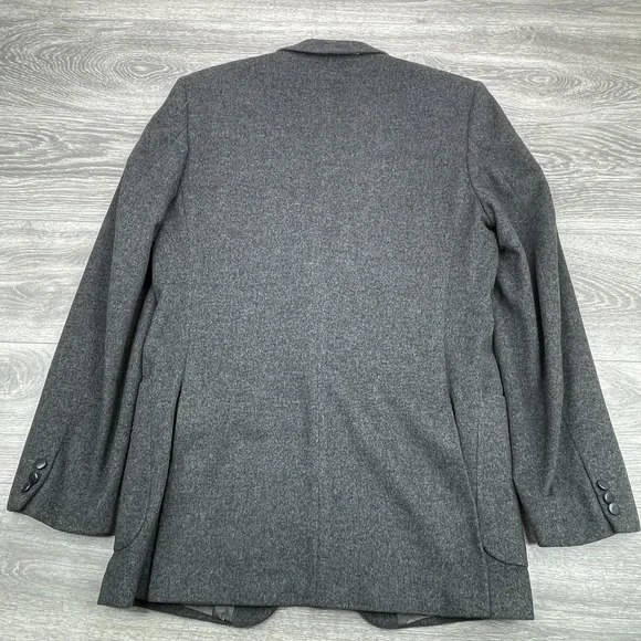 Yves Saint Laurent Blazer Mens Large Gray 2 Button Made in France 90s Vintage